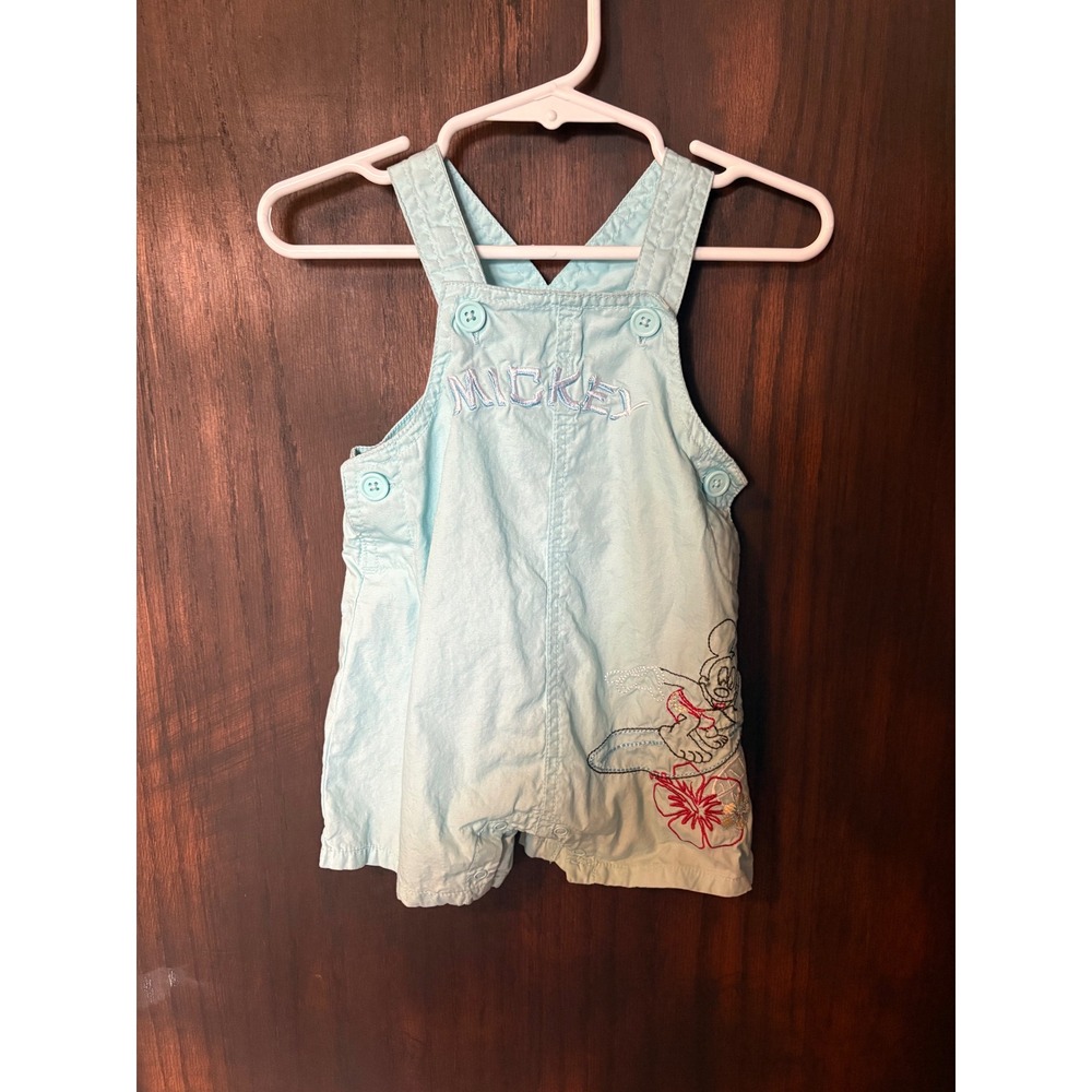 Disney Mickey Mouse Baby Boys Blue Surfing Shortall Romper 6-9M Tropical Summer